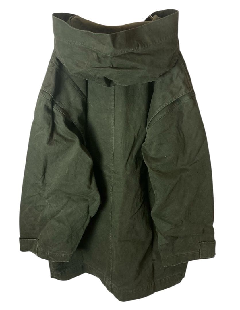 イタリア製ミリタリーカーキカラー ヘビーコットンダッフルコートゆったりXLサイズ