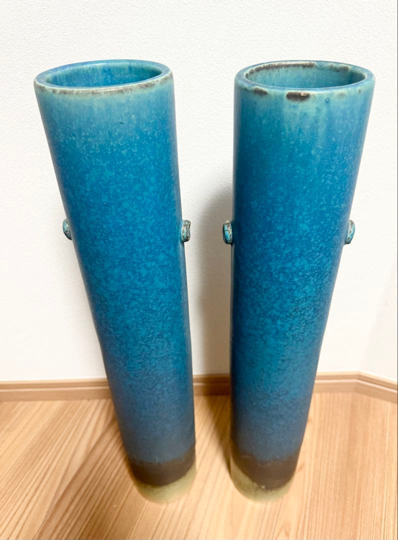 信楽焼　ブルー　大型 投入 花器