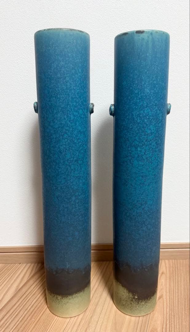 信楽焼　ブルー　大型 投入 花器