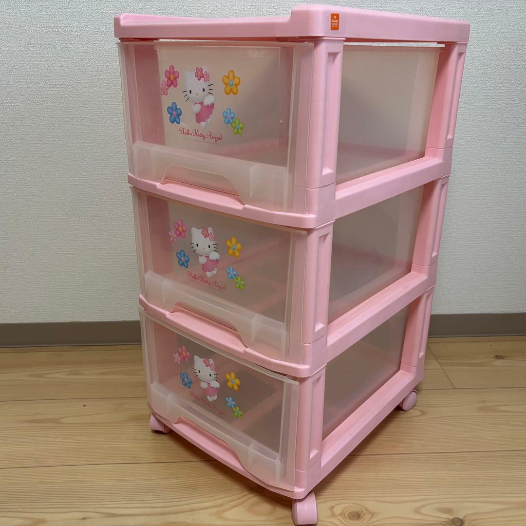 【専用】ハローキティ　収納ボックス　3段衣装ケース　キャスター付き　サンリオ
