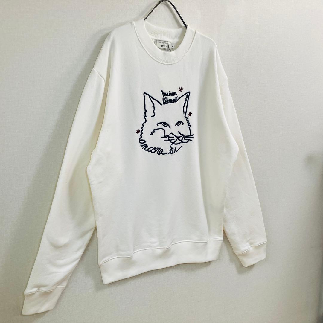 【激レア】メゾンキツネ スウェット サイズM　ビックロゴ 白 タグ付き