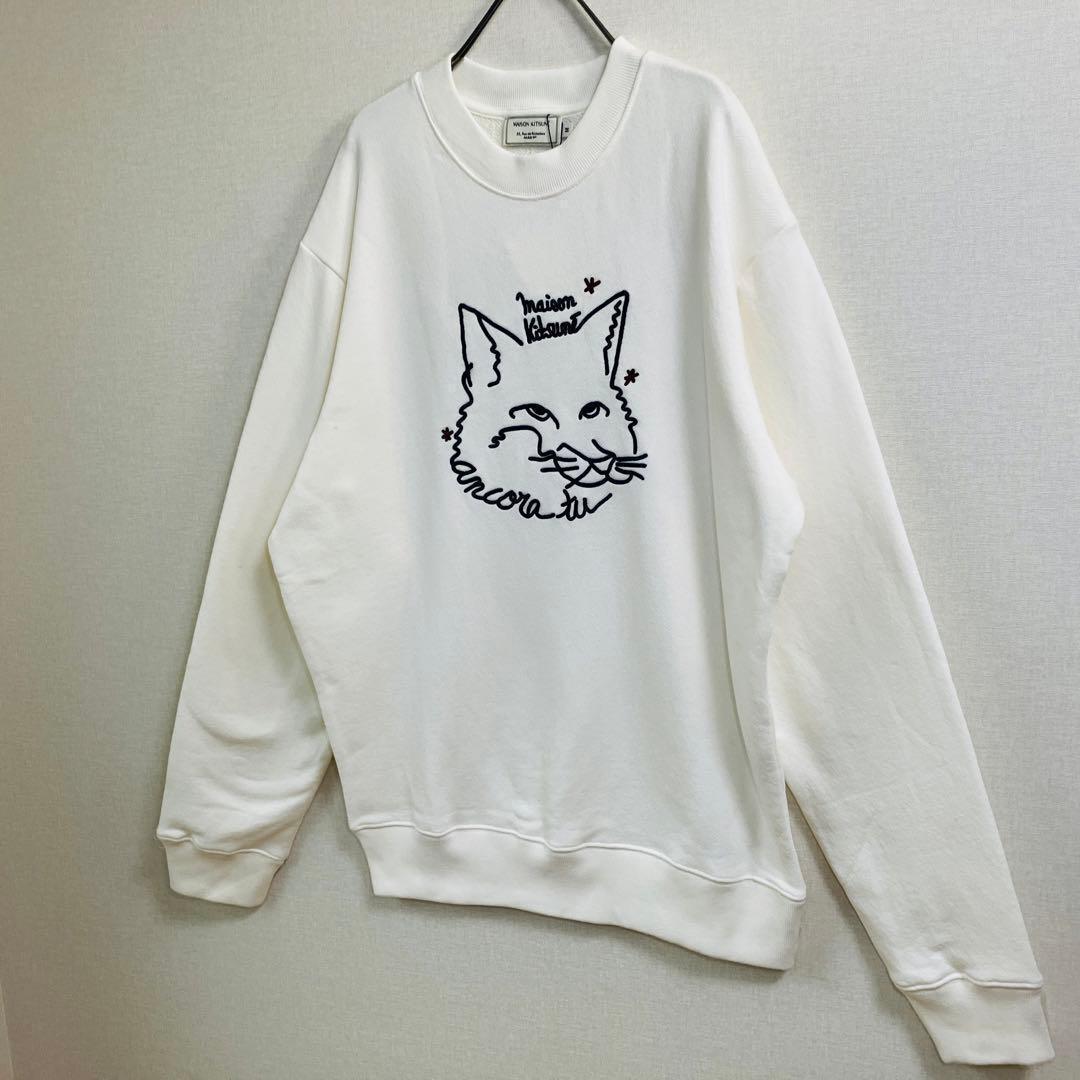 【激レア】メゾンキツネ スウェット サイズM　ビックロゴ 白 タグ付き