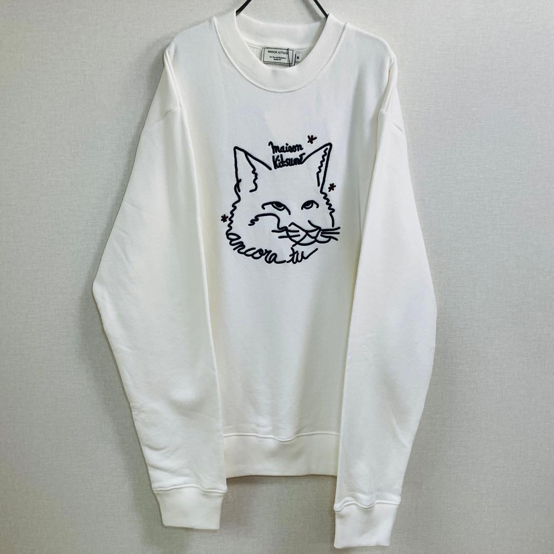 【激レア】メゾンキツネ スウェット サイズM　ビックロゴ 白 タグ付き