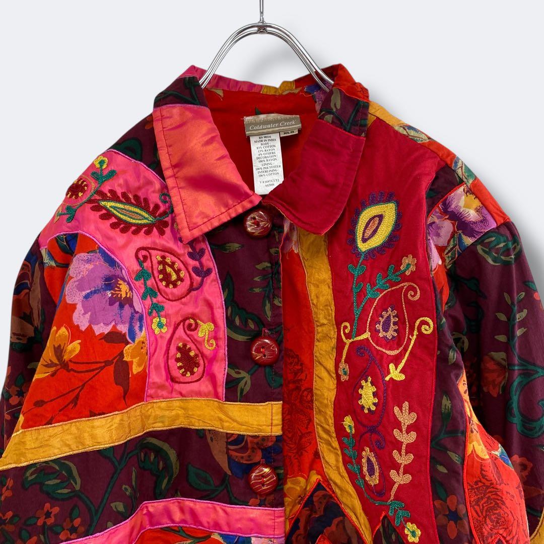 3点¥10,000 ビンテージ 古着 卸 レトロ 総柄パッチワーク風ジャケット