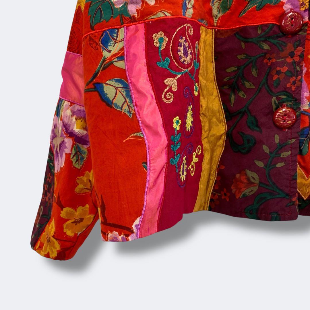 3点¥10,000 ビンテージ 古着 卸 レトロ 総柄パッチワーク風ジャケット