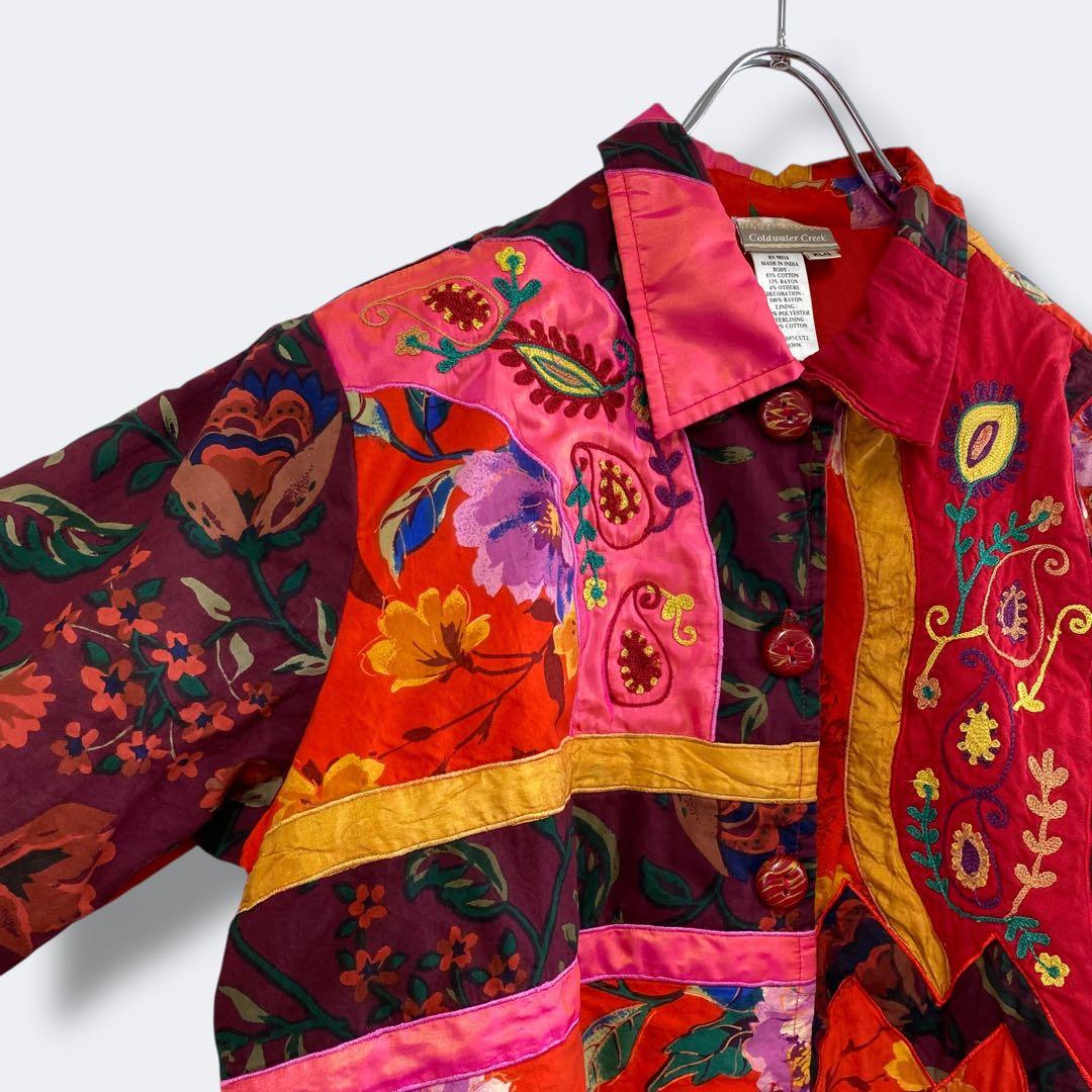 3点¥10,000 ビンテージ 古着 卸 レトロ 総柄パッチワーク風ジャケット