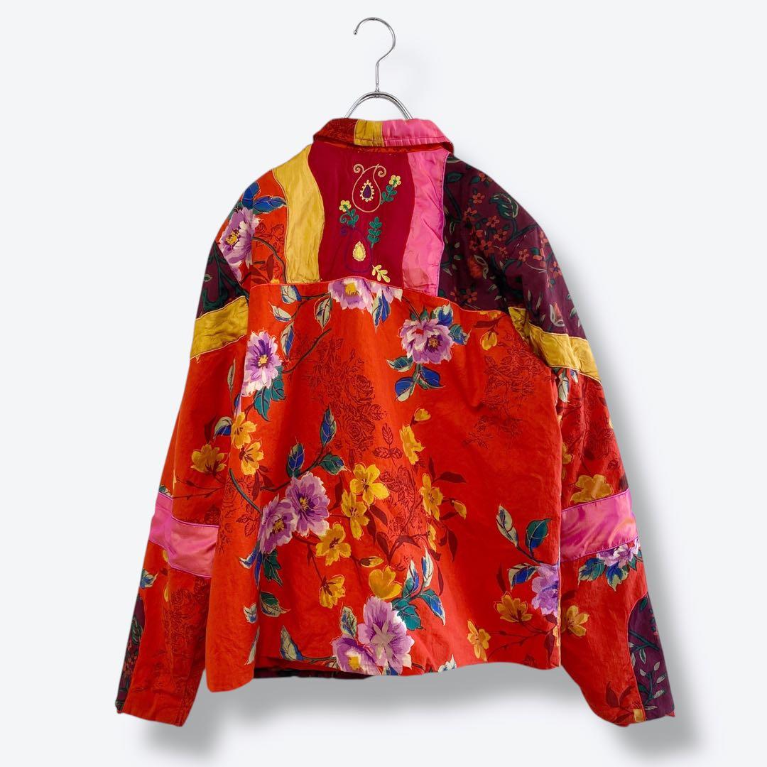 3点¥10,000 ビンテージ 古着 卸 レトロ 総柄パッチワーク風ジャケット