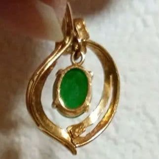 K18刻印あり✨ゴールド&ヒスイ&ダイヤモンドネックレストップ 本物 金