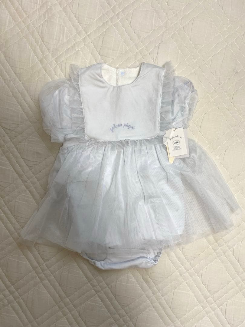 【新品未使用】ジェラートピケ☆ スターチュールロンパース80cm&スタイ