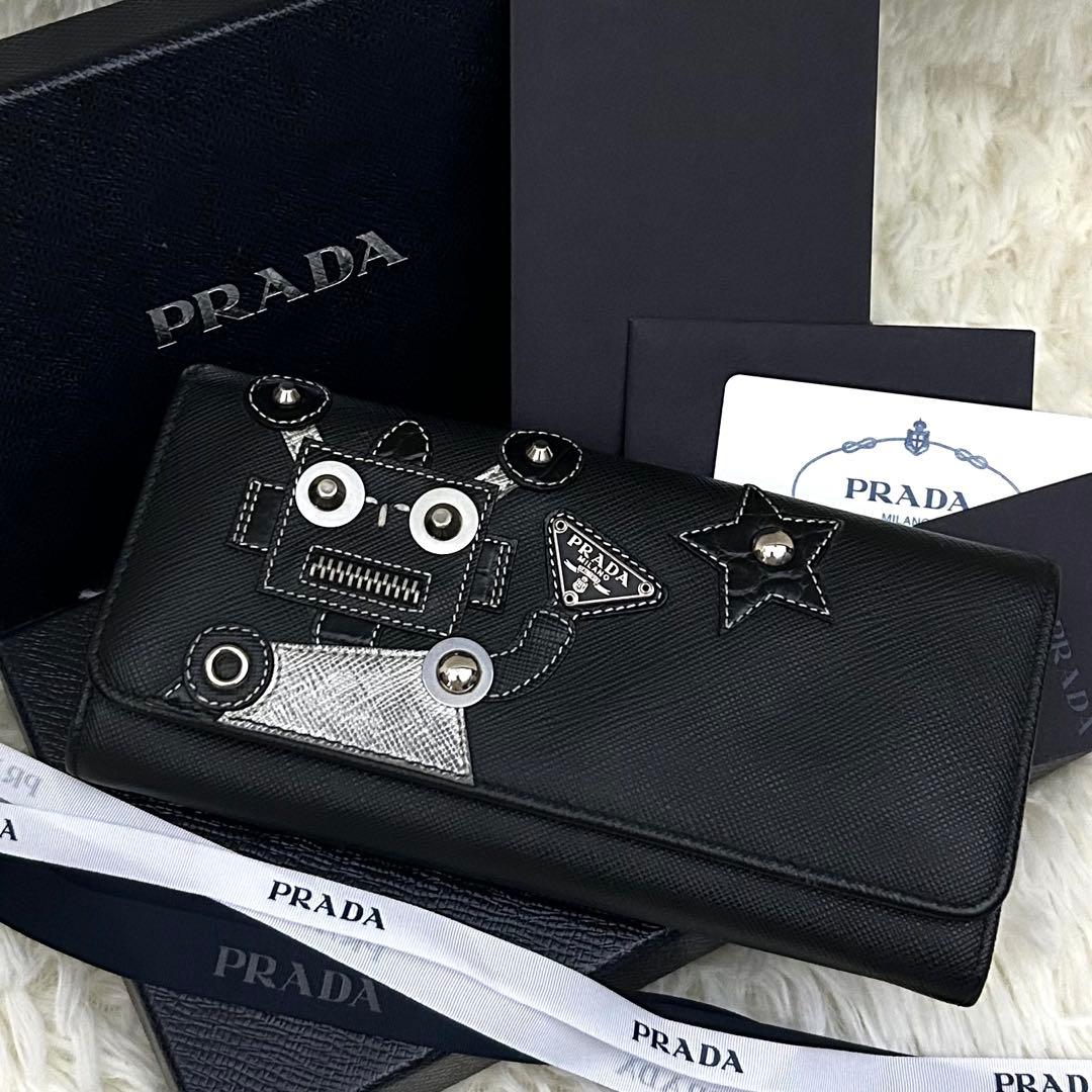 ［美品］PRADA SAFFIANO ROBOT シルバーメタル 長財布