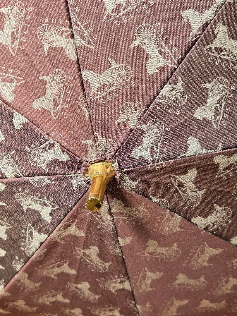 CELINE セリーヌ長傘 晴雨兼用傘 馬車ロゴ 総柄