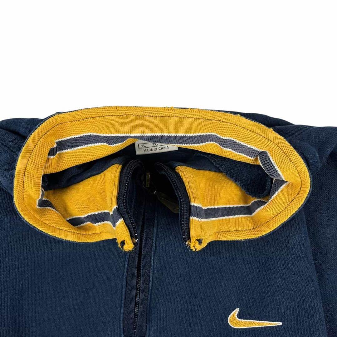 90s NIKE ナイキ ハーフジップスウェット 銀タグ 美品 ネイビー XL