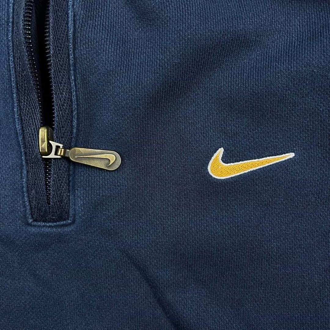 90s NIKE ナイキ ハーフジップスウェット 銀タグ 美品 ネイビー XL