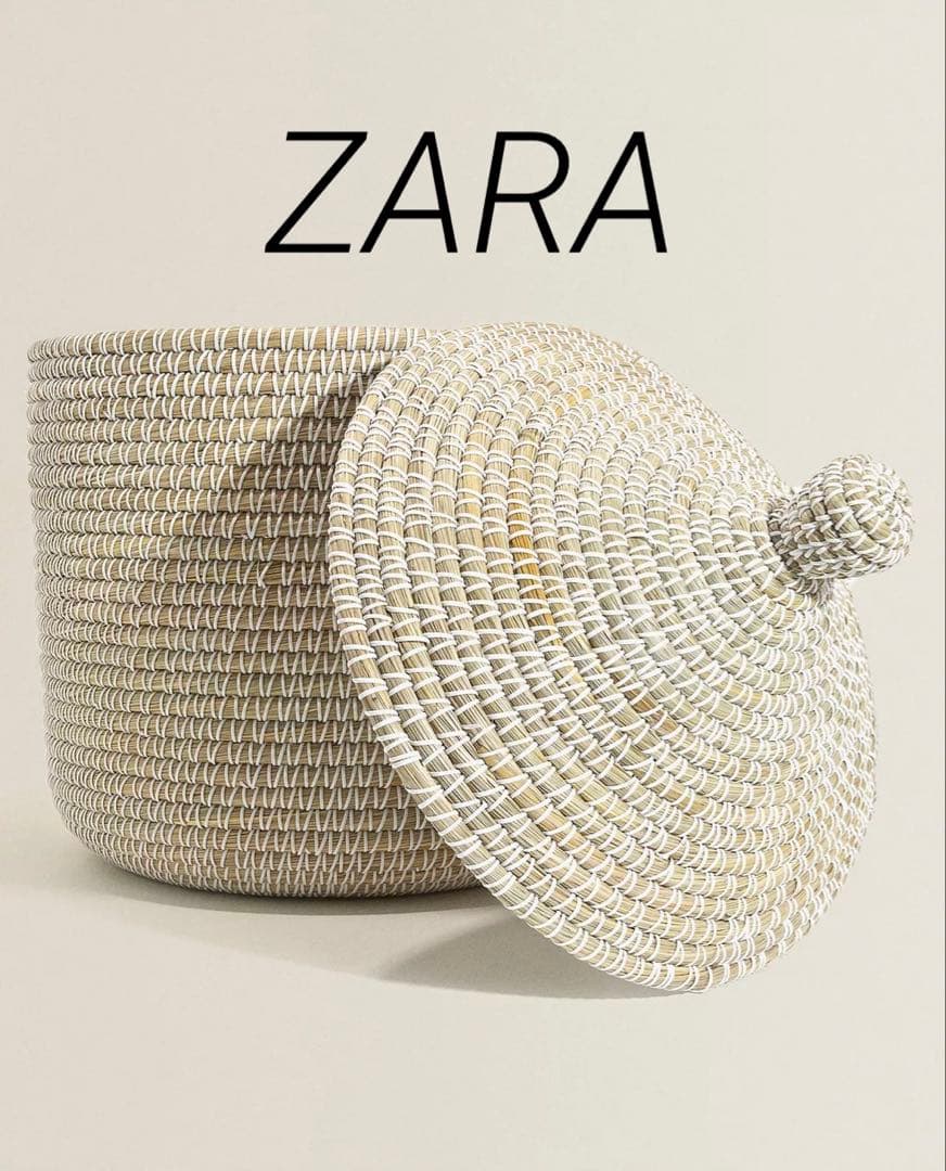 ☘️送料込⭐️新品同様⭐️ZARA ザラ⭐️大型フタ付きラウンドバスケット⭐️北欧