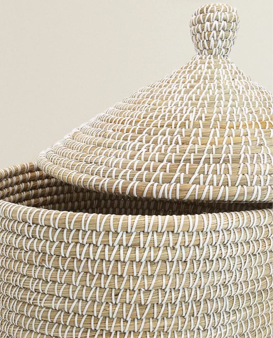 ☘️送料込⭐️新品同様⭐️ZARA ザラ⭐️大型フタ付きラウンドバスケット⭐️北欧