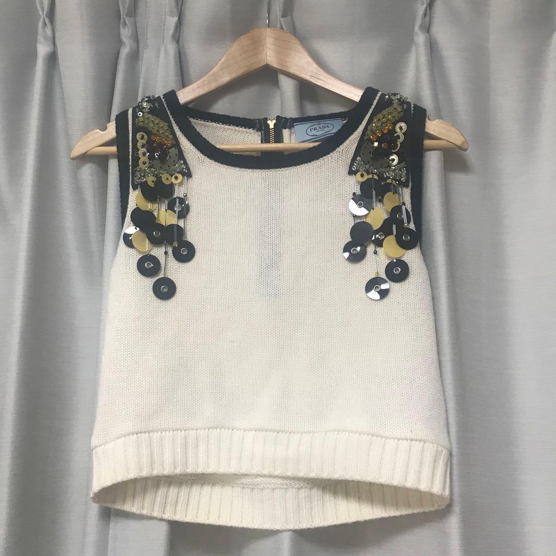 PRADA ビジューカシミヤニットベスト