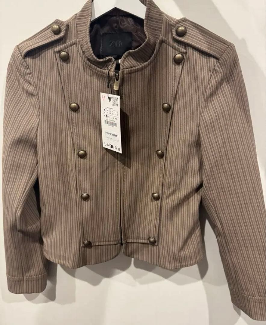 ZARA ストライプ柄フィットブレザー S