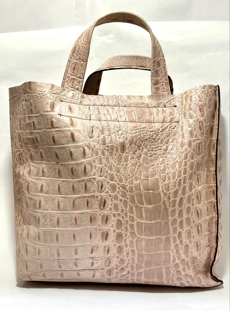 FURLA フルラ クロコ型押し ハンドバッグ ピンクベージュ 未使用保管品