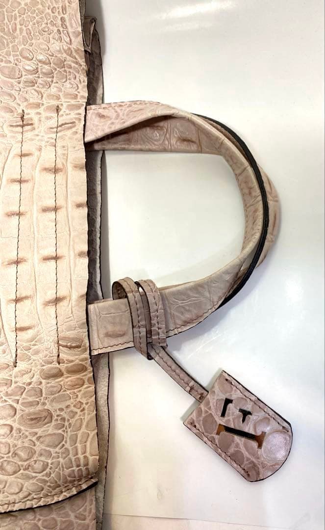 FURLA フルラ クロコ型押し ハンドバッグ ピンクベージュ 未使用保管品