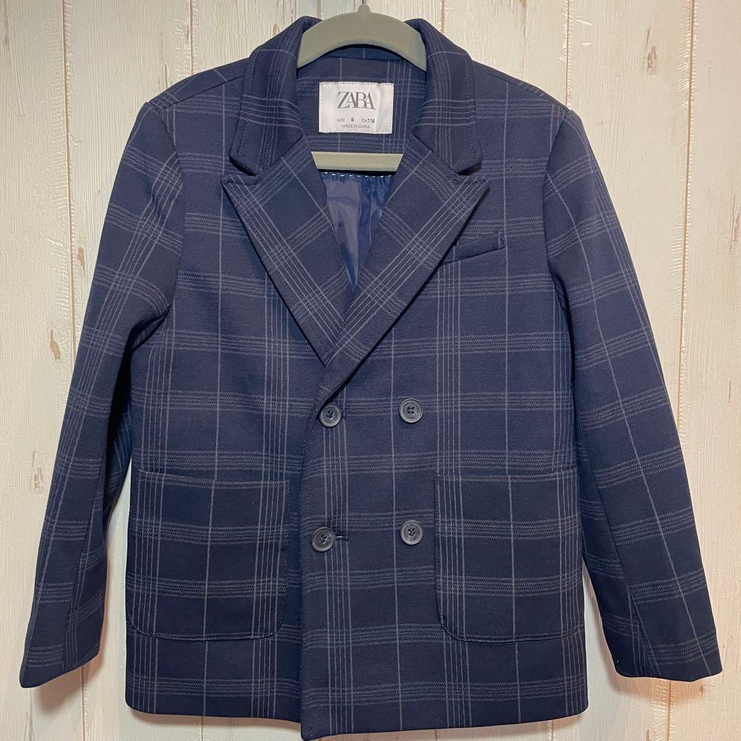 入学式 フォーマルスーツ 6点セット 120cm ZARA ネイビー チェック柄