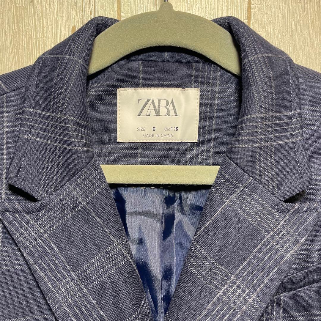 入学式 フォーマルスーツ 6点セット 120cm ZARA ネイビー チェック柄
