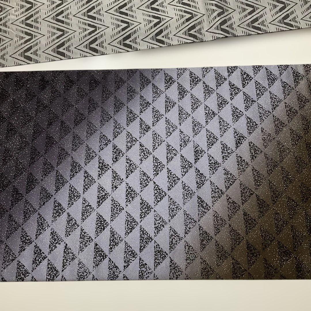 No.2912 未使用シリーズ正絹鱗文様銀通し袋帯　美品