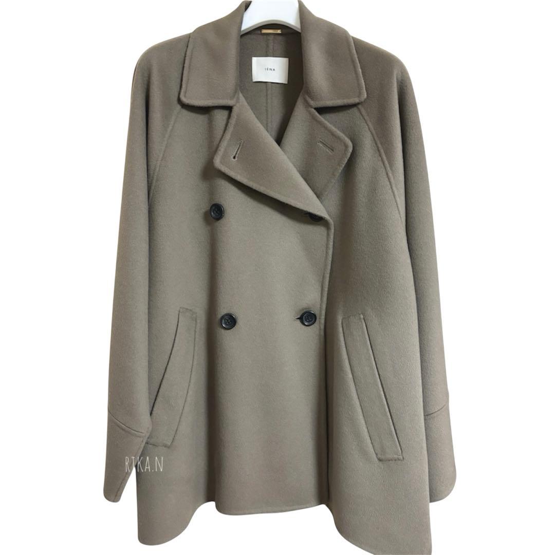 短時間着用　IENA スーパー160ダブルフェイスショートコート　ベージュA