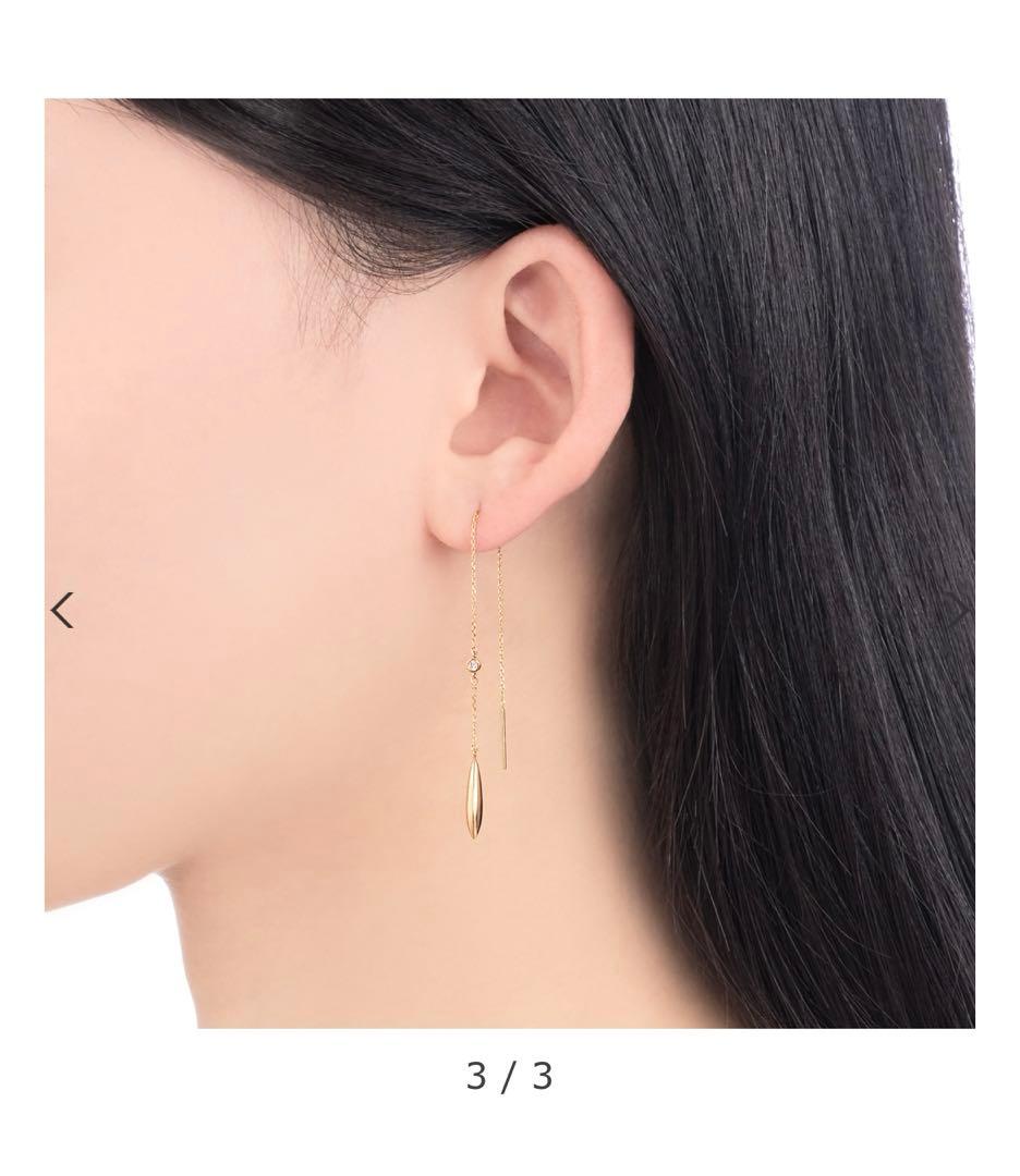 [片耳のみ] ツツミ K18 イエローゴールド 天然ダイヤ ピアス 美品