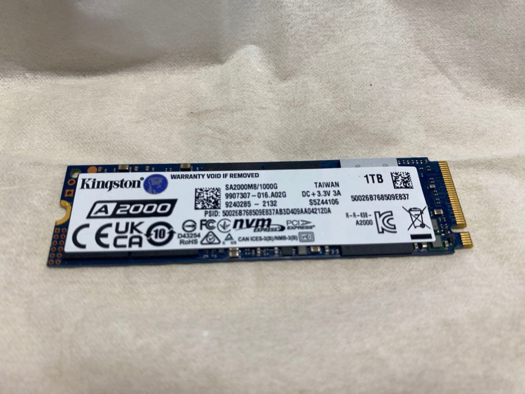 M*e様 Kingston A2000 1TB m.2 Nvme SSD 228