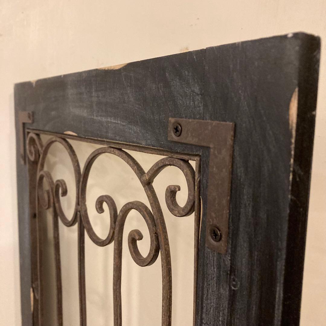 アイアンウッドアンティークフィニッシュ ウォールデコ壁掛可 ウッドドアブラック