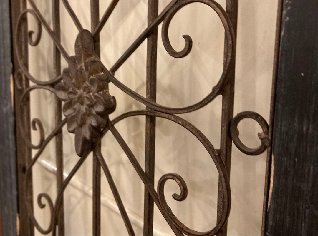 アイアンウッドアンティークフィニッシュ ウォールデコ壁掛可 ウッドドアブラック