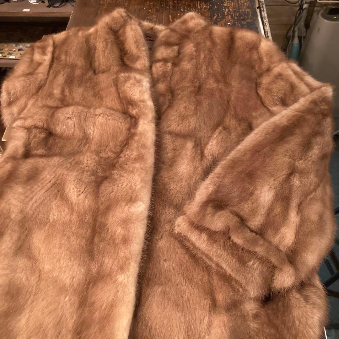ビンテージ ミンク 毛皮 ジャケット コート リアルファー 茶色 ブラウン