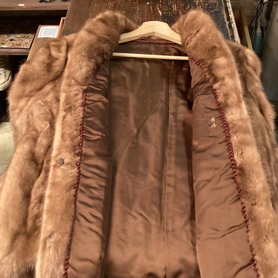 ビンテージ ミンク 毛皮 ジャケット コート リアルファー 茶色 ブラウン