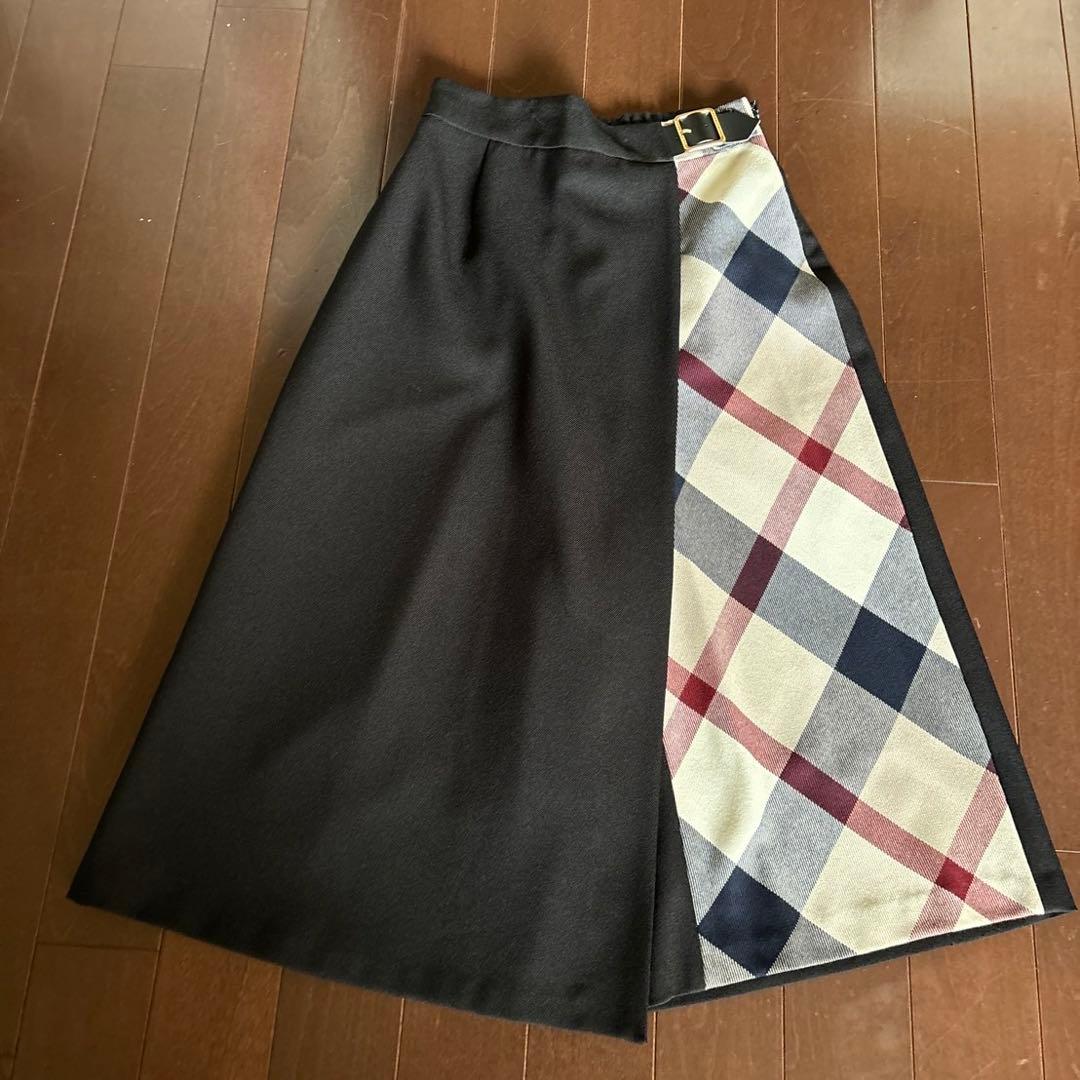 ブルーレーベルウールライクツイルガウチョパンツブラックサイズ38