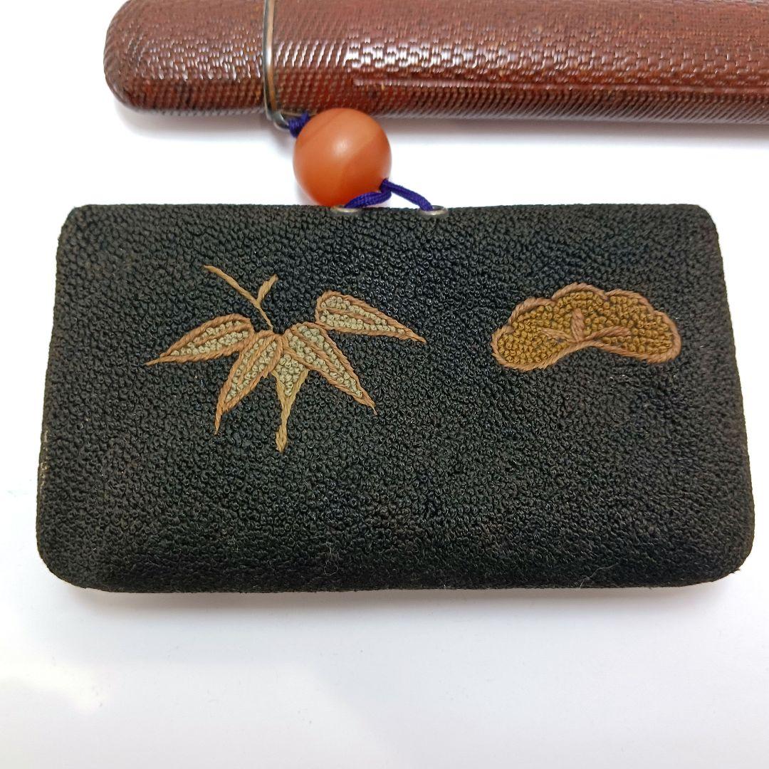 専用 Y2978-6 時代物 象嵌銀金具 煙管筒 煙草入 キセル筒