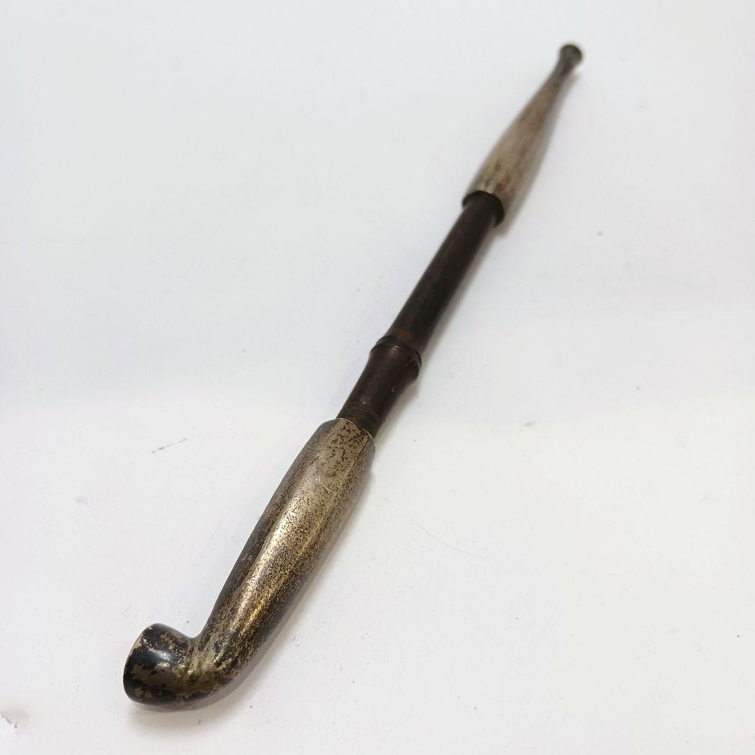 専用 Y2978-6 時代物 象嵌銀金具 煙管筒 煙草入 キセル筒