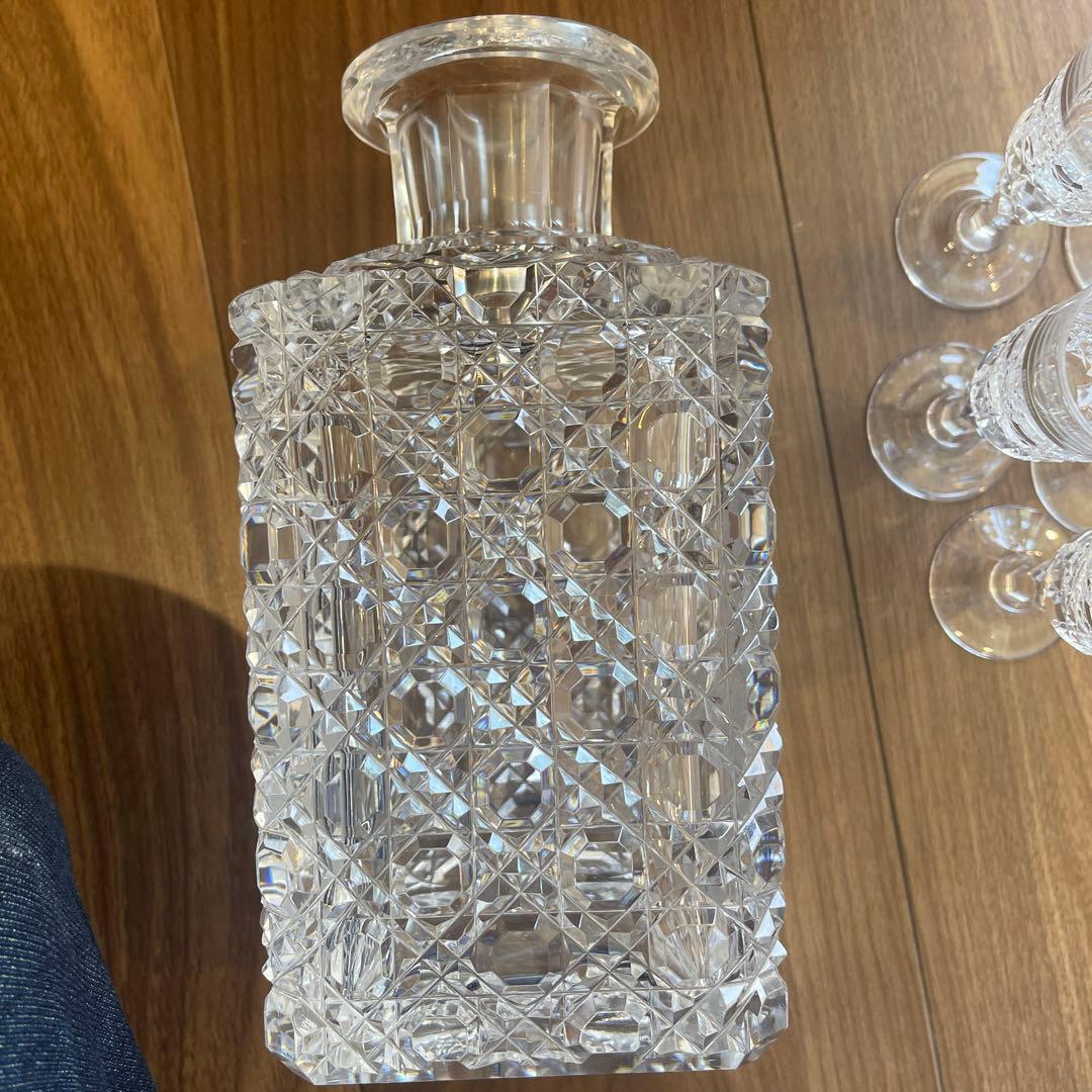 クリスタルガラス　アンティーク　デキャンタ　グラス5客セット