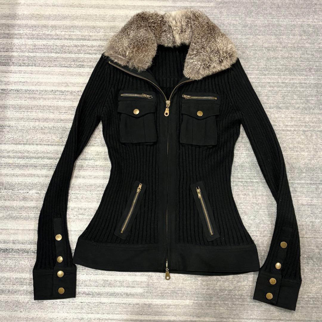 archive grunge ファー付きドライバーズニット 平成ギャル