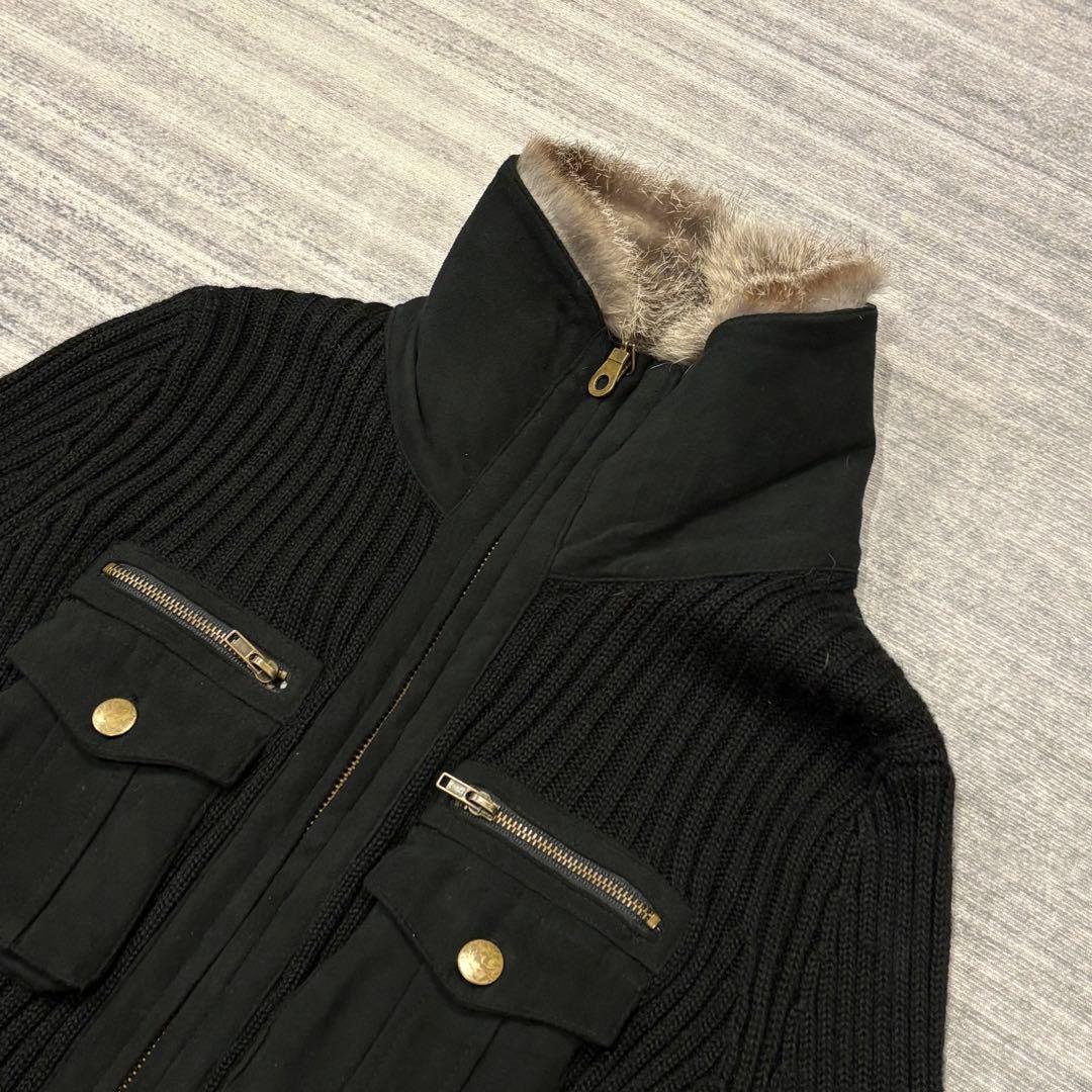 archive grunge ファー付きドライバーズニット 平成ギャル