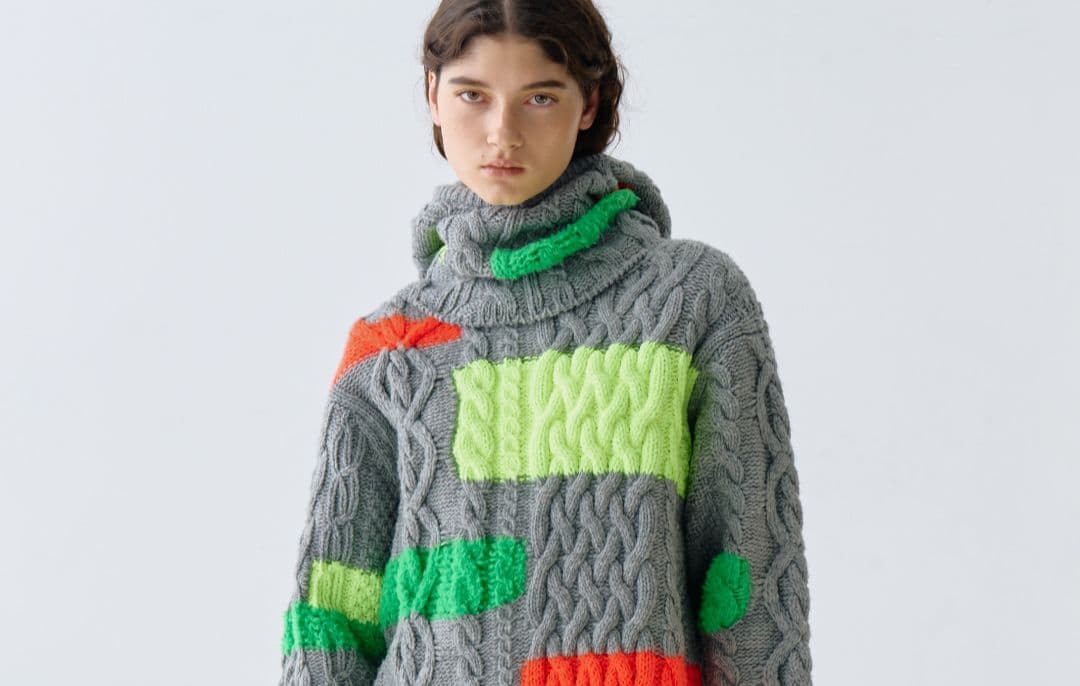 bshop amenda アメンダ　フード付き　ケーブルニット　マフラー