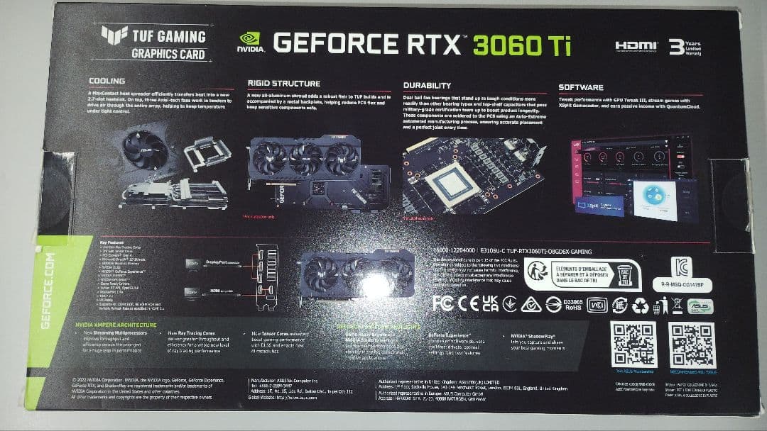 グラフィックボード・グラボ・ビデオカード ASUS TUF GamingGeForceRTX 3060 Ti 8GB OC