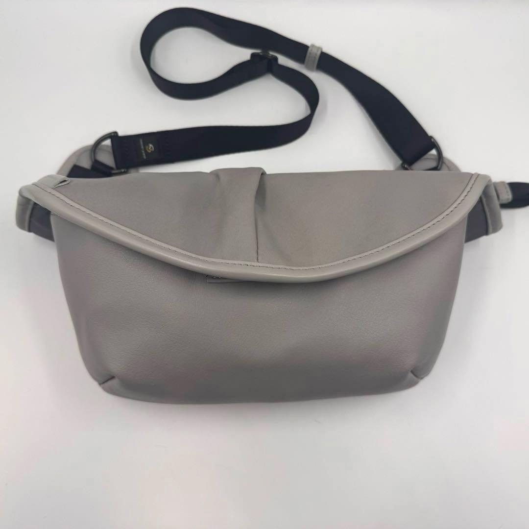 希少 マスターピース ボディバッグ 防水 カウレザー グレー クロスボディ