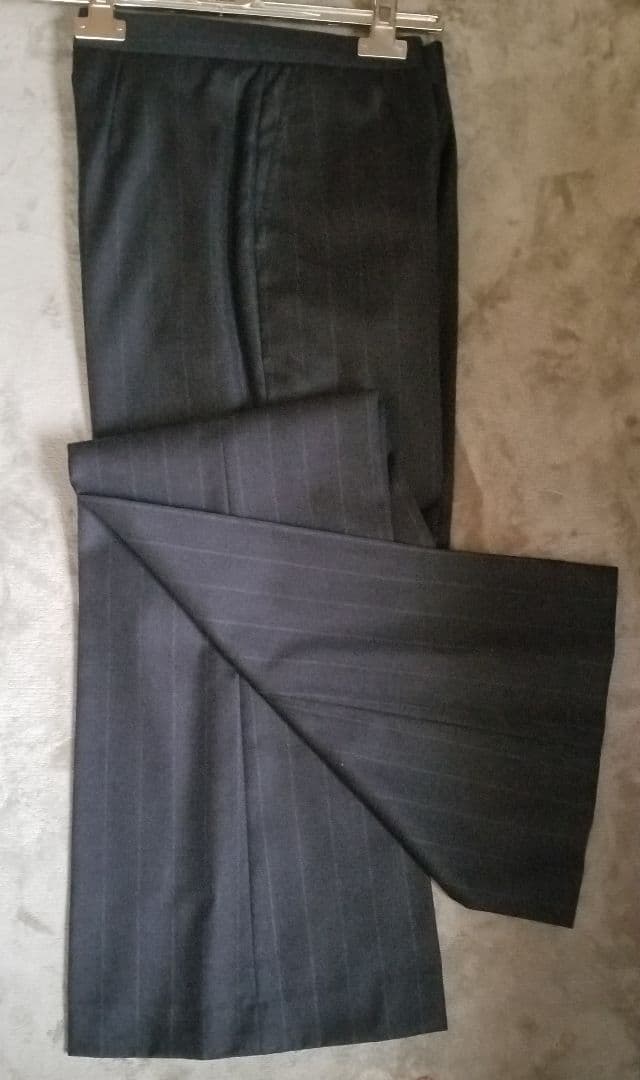 チャコールグレー　ストライプ ダブルブレストジャケット スーツ