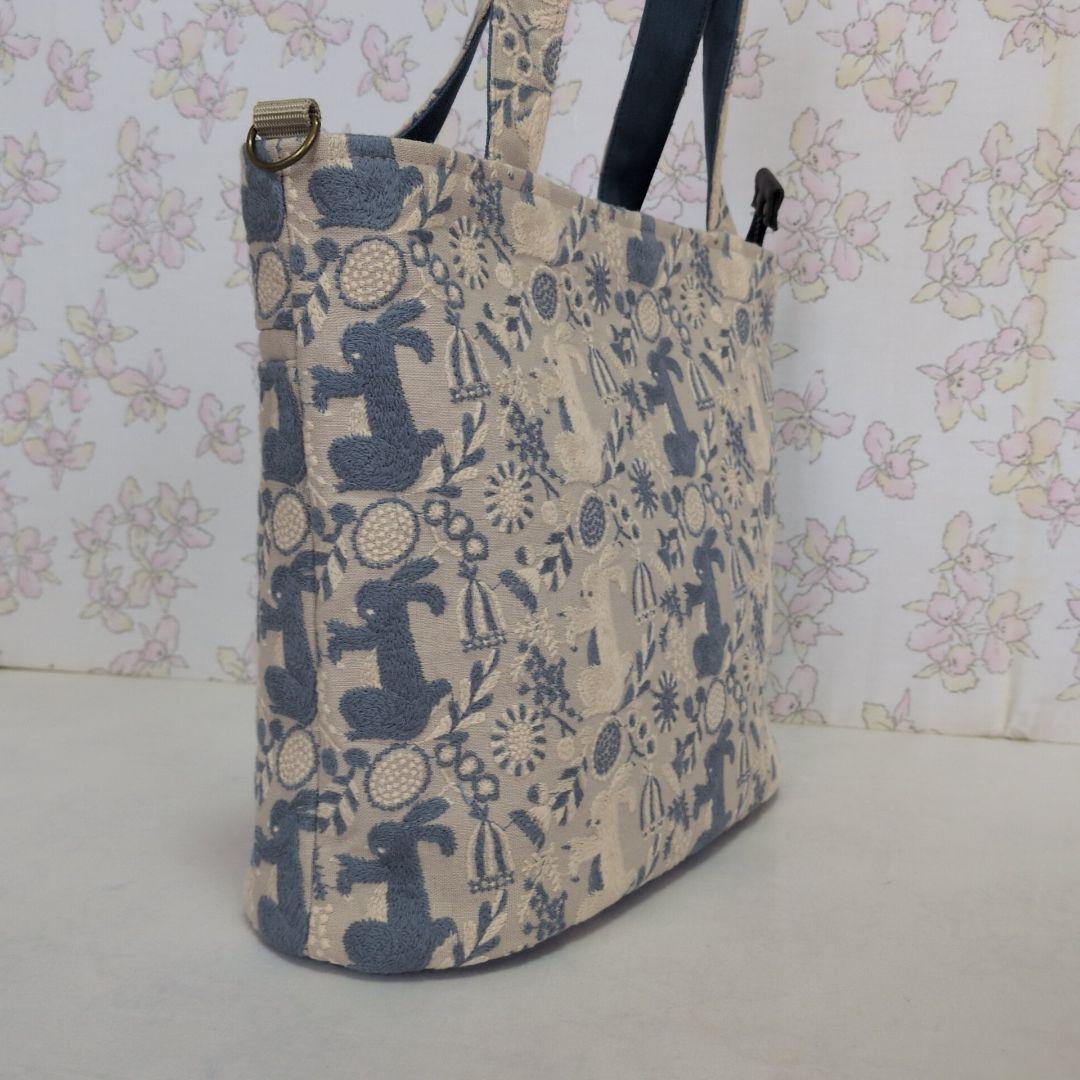 点と線模様製作所　ハンドメイド　バッグ　うさぎ　トートバッグ