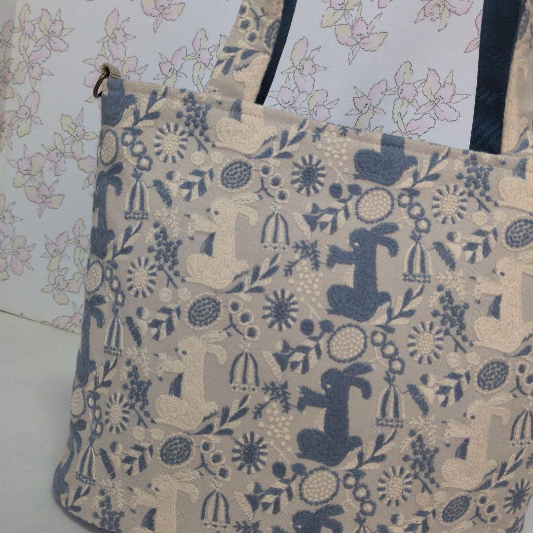 点と線模様製作所　ハンドメイド　バッグ　うさぎ　トートバッグ