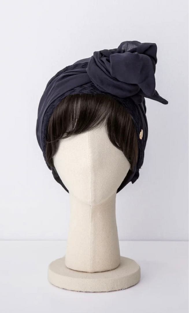 SCARF HAT KnitLace-Navy BAREN バレン ケアウィッグ