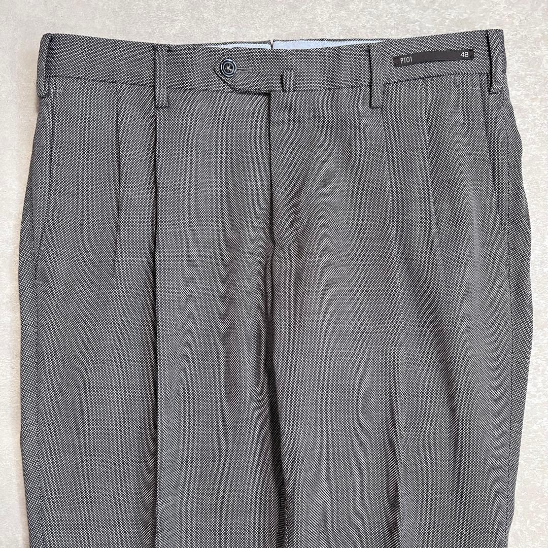 PT01 バーズアイウールスラックス ストレッチ スーパースリムフィット 48