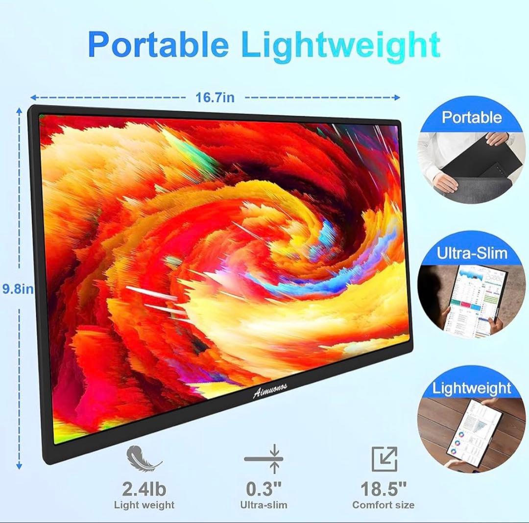 18.5インチ ノートパソコン用ポータブルモニター1080P ディスプレイ