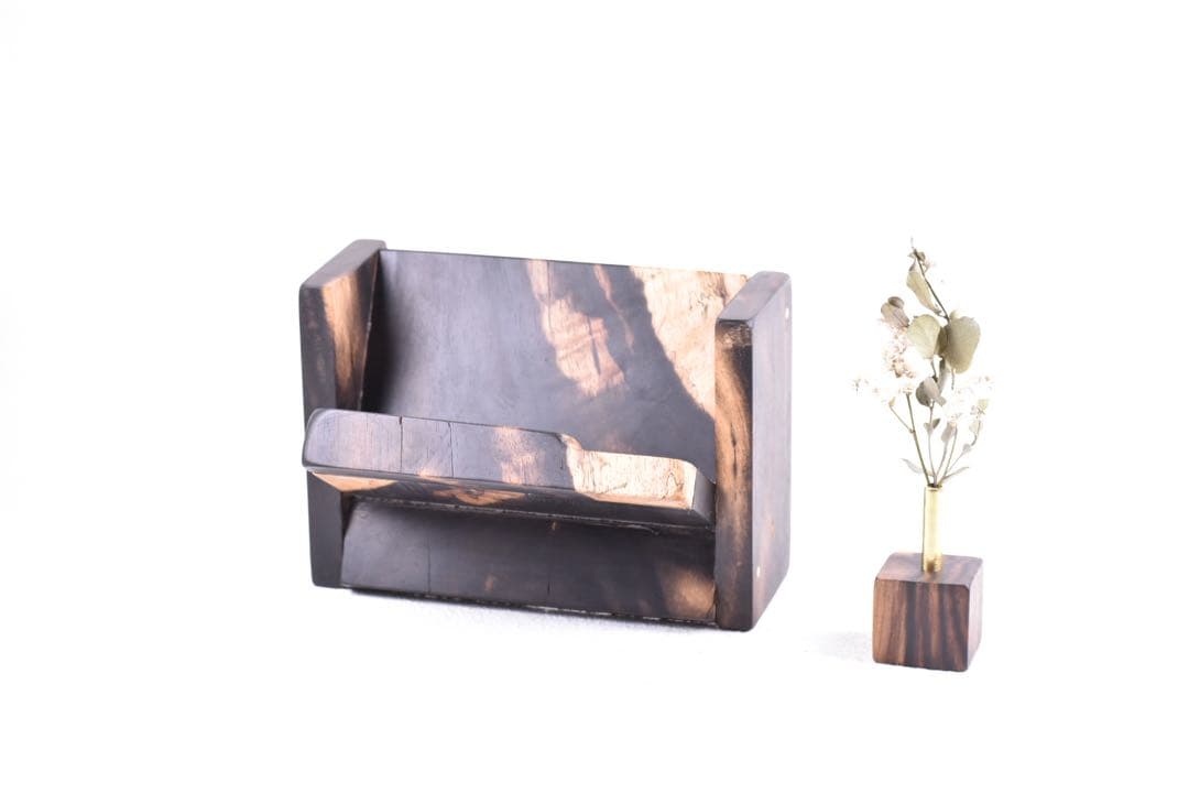 No.359屋久杉虎杢のトレーと黒柿の名刺ホルダー