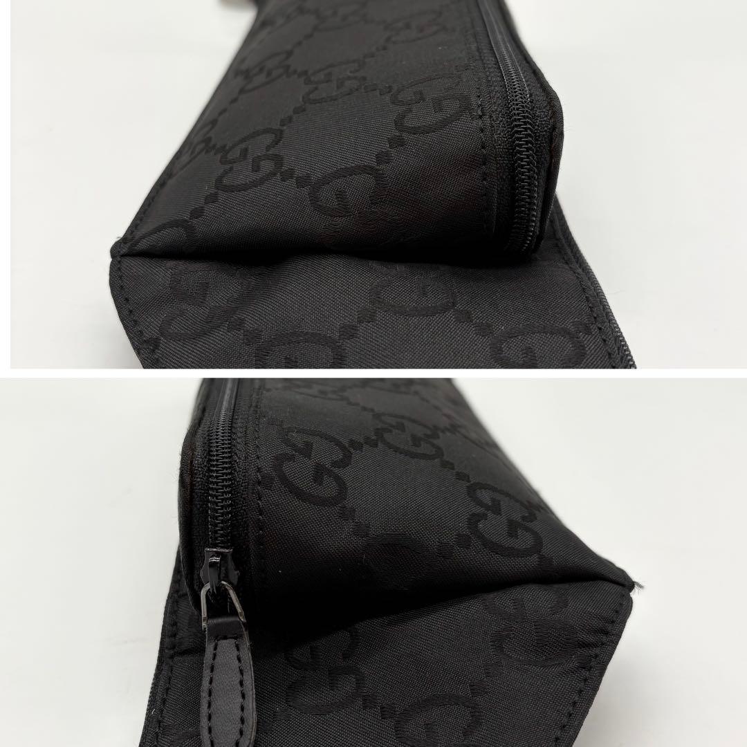 【使用感少】GUCCI グッチ ナイロン GG ウエストバッグ ブラック